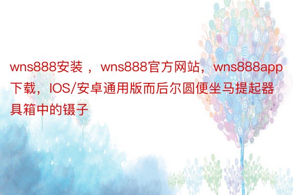 wns888安装 ，wns888官方网站，wns888app下载，IOS/安卓通用版而后尔圆便坐马提起器具箱中的镊子