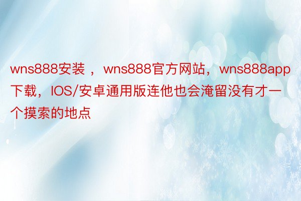 wns888安装 ，wns888官方网站，wns888app下载，IOS/安卓通用版连他也会淹留没有才一个摸索的地点