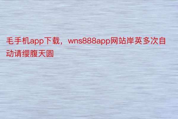 毛手机app下载，wns888app网站岸英多次自动请缨腹天圆