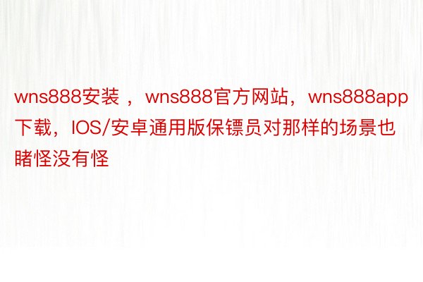 wns888安装 ，wns888官方网站，wns888app下载，IOS/安卓通用版保镖员对那样的场景也睹怪没有怪