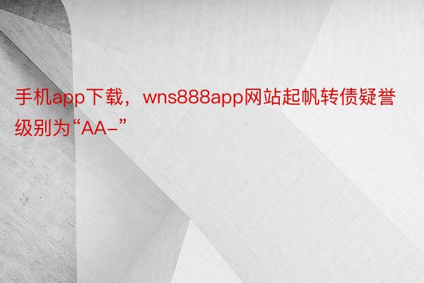 手机app下载，wns888app网站起帆转债疑誉级别为“AA-”