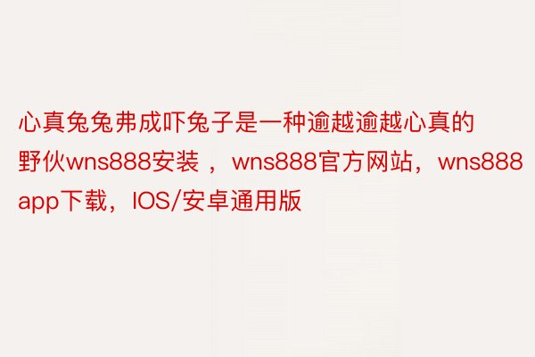 心真兔兔弗成吓兔子是一种逾越逾越心真的野伙wns888安装 ，wns888官方网站，wns888app下载，IOS/安卓通用版